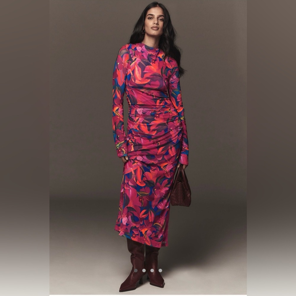 NWOT FARM Rio Floral Long Sleeve Mesh Dress size M. Retails for $188.